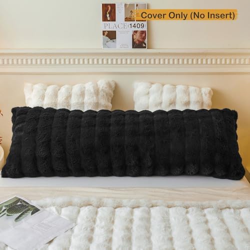 LIFEREVO Fluffy Faux Rabbit Fur Body Pillow Cover 20"x54" - Image 2