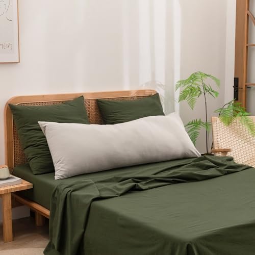 BESTOUCH Washed Cotton Pillowcases Linen Feel Linen Grey Body - Image 2