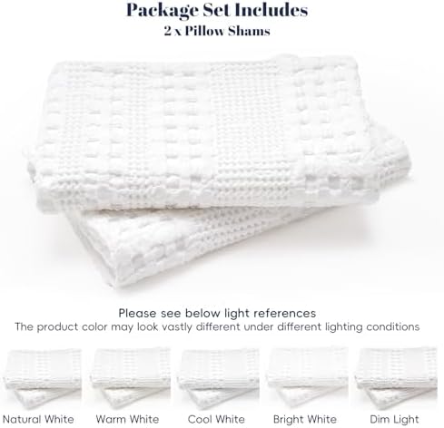 PHF Cotton Ruffle Waffle Pillow Shams Standard 20" x 26", No Insert - Image 7