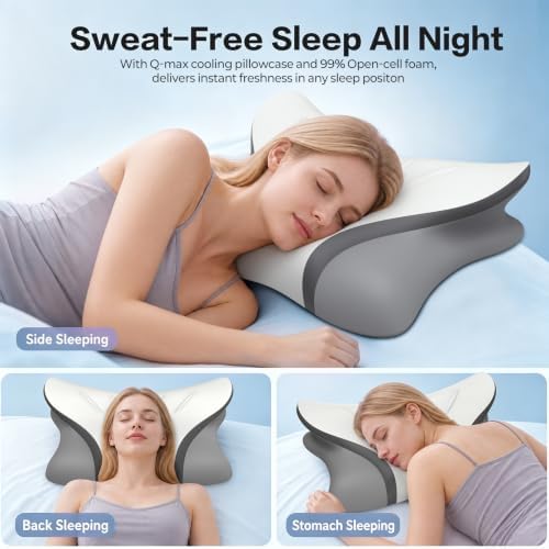 Pain Relief Cervical Neck Pillow, Ergonomic Contour | Q-Max Cooling | - Image 5