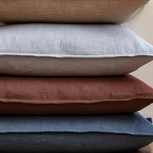 Foindtower Linen Solid Decorative Throw Pillow Covers 16x16 Inch Dark Blue - Image 5