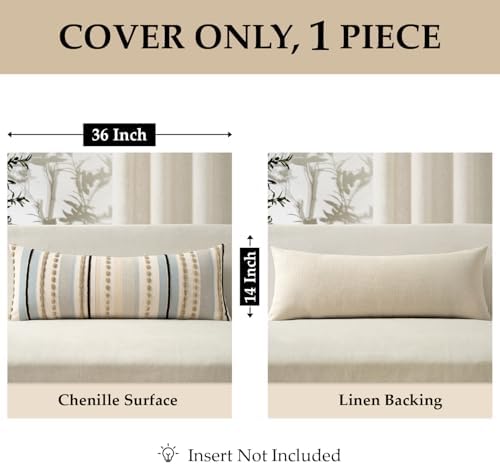 ANRODUO Boho Decorative Pillow Covers 14x36 Light Blue Stripe Pack of 1 - Image 4
