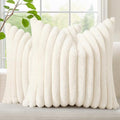 decorUhome Fall Faux Fur Throw Pillow Covers 20x20 Set of 2 Cream White by decorUhome