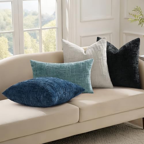 decorUhome Textured Chenille Throw Pillow Covers 12x20 Set of 2 Light Grey - Image 6