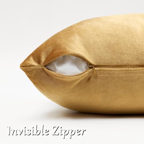 GIGIZAZA Golden Velvet Pillow Covers 20x20 Decorative Pillows Pack of 2 - Image 4