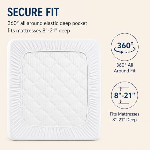 CozyLux Queen Mattress Pad, Cotton Top, 450 GSM Down Alternative Fill - Image 5