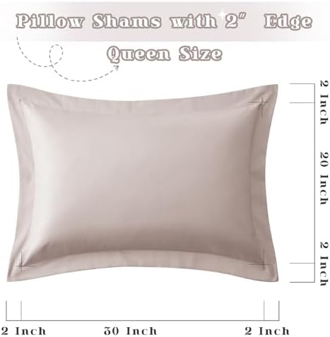 Homiest Beige Pillow Shams Queen Size Set of 2, 2-Inch Flange - Image 5