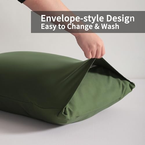 King Pillow Cases, 2 Pack, 20x36 in, Microfiber, Olive Green - Image 4