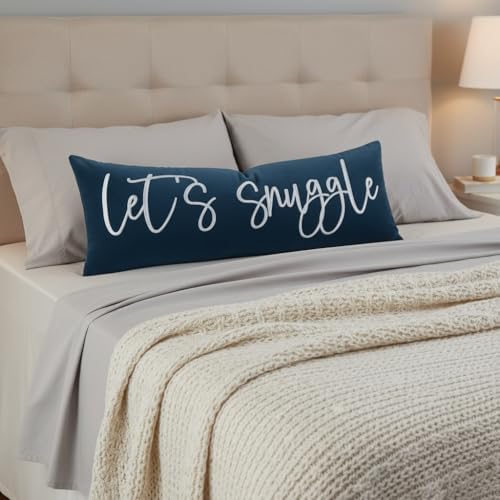 Sunkifover Let's Snuggle Decorative Lumbar Pillow Cover 14x36 Inch Blue - Image 3