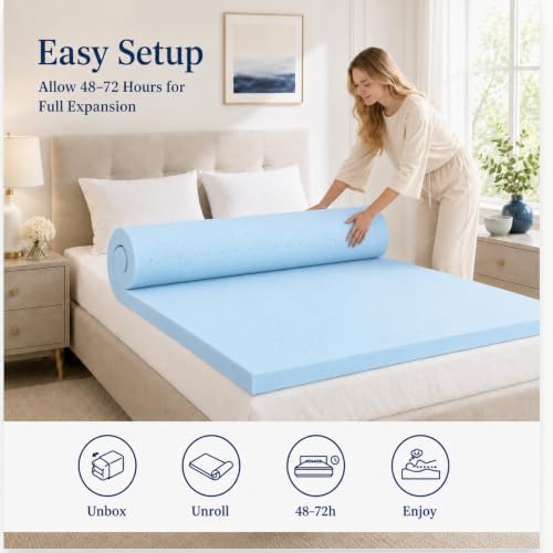 IULULU Mattress Topper Twin XL Size, 4 Inch Gel Memory Foam Bed Topper - Image 5