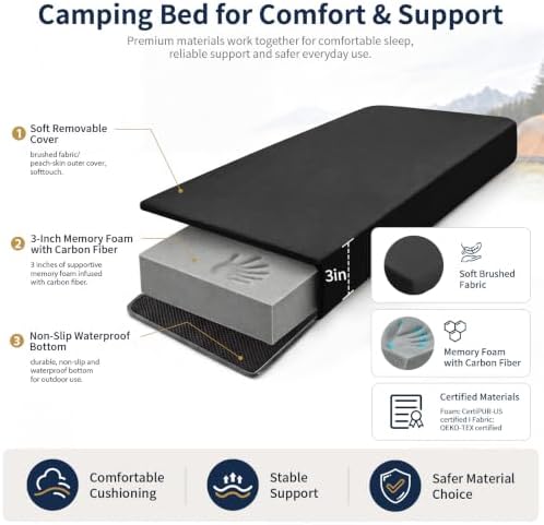 CYMULA Memory Foam Camping Mattress Pad, Sleeping Pad - Image 4