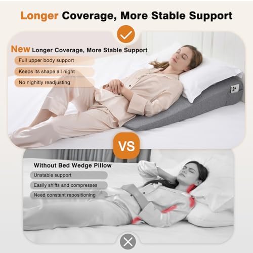 Vekkia 34" Extra-Long Wedge Pillow, 5.5" Bed Wedge Pillow - Image 7