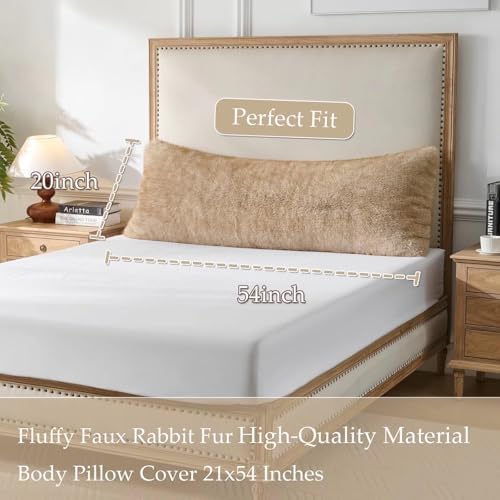 Shaggy Faux Fur Body Pillow Cover, Fluffy Fox Golden - Image 2