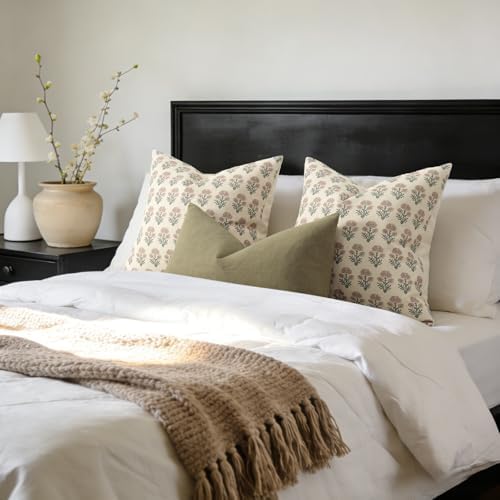 Farmhouse Floral Pillow Covers 22x22 Set of 2, Country Botanical Throw Pillow - Image 5