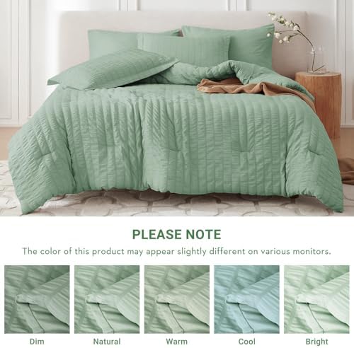 MUXHOMO 7 Pieces Full Comforter Set, Seersucker Bed in a Bag Full Size - Image 5