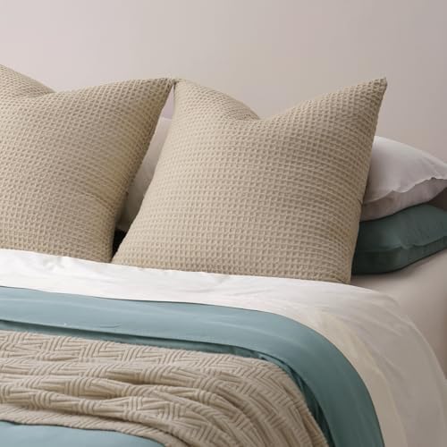 PHF Ultra Soft Waffle Weave Euro Shams 26" x 26", No Insert - Image 6