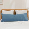 BESTOUCH Washed Cotton Pillowcases Linen Feel Dark Blue Body by BESTOUCH