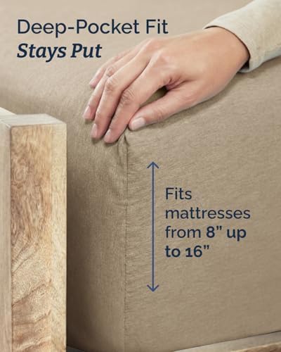 Full XL Sheets - 4 Piece Full XL Sheet Set - Soft & Cooling - Heathered Tan - Image 4
