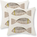 Coastal Brown Fish Outdoor Pillow Covers 16x16 Inch Set of 2 by GOLIANDA