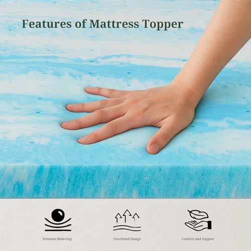 2 Inch Twin Mattress Topper, Ventilated Gel Memory Foam Mattress Bed Pad - Image 2
