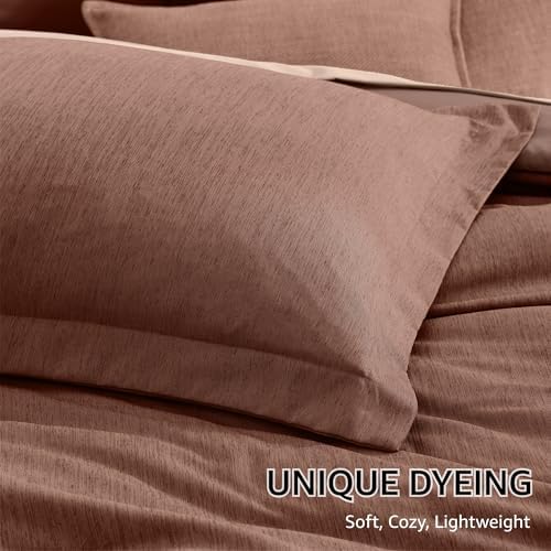 Monbix King Comforter Set 7 Pieces Terracotta Cationic Dyeing Bed in a Bag - Image 6
