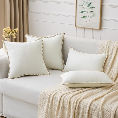 MIULEE Decorative Couch Throw Pillow Covers 18x18 Inch Pure White 2 Pack - Image 5