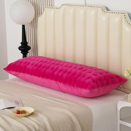 Fluffy Faux Fur Body Pillowcase, Luxury Bubble Waffle Carved Plush Long Size - Image 5