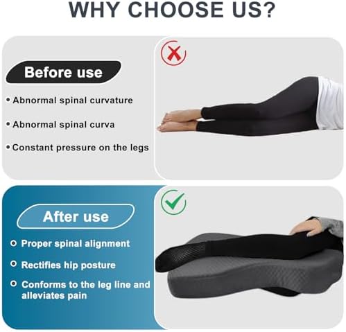 Knee Pillow for Side Sleepers, 100% Memory Foam Filling Leg Pillow for Side - Image 6