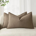 Foindtower Decorative Linen Lumbar Throw Pillow Covers 12x20 Cocoa Brown by Foindtower