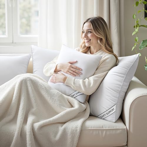 MIULEE 20x20 Pillows Inserts Pack of 2, Down Alternative Virgin Filling - Image 5