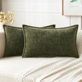 MIULEE Decorative Lumbar Throw Pillow Covers 12x20 Inch Olive Green 2 Pack by MIULEE