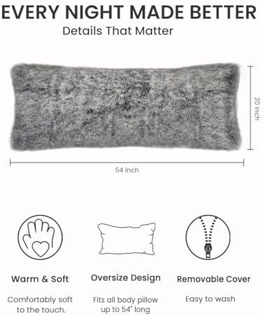ZonLi Fuzzy Body Pillow Cover, Faux Fur Long Pillow Cover - Image 4