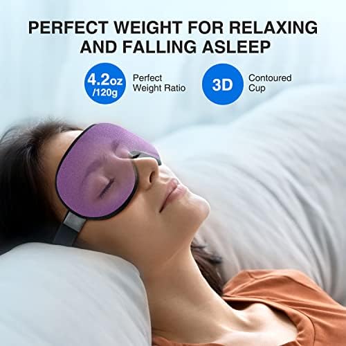 YFONG Weighted Sleep Mask for Women Men, 3D Light Blocking Eye Mask - Image 2