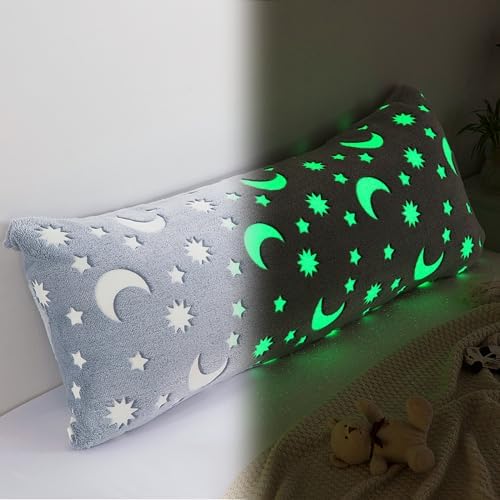 HOMBYS Glow in The Dark Body Pillow Cover, Soft Velvet Fluffy Bed Pillow Case by HOMBYS