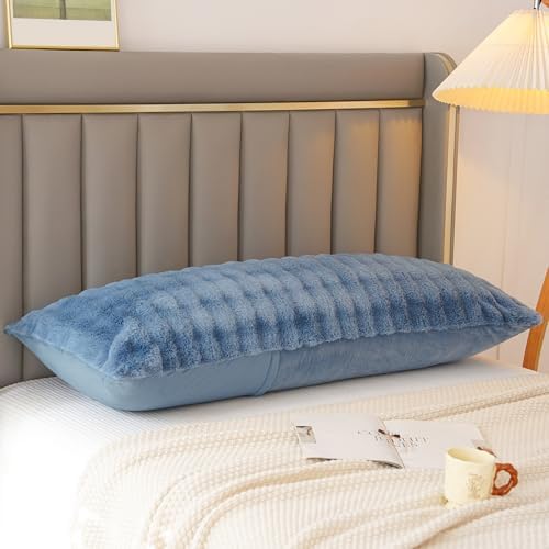 JAUXIO Fluffy Faux Fur Body Pillow Cover, Luxury Bubble Waffle Carved Plush - Image 4