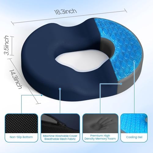 Donut Pillow Seat Cushion, Cooling Gel Memory Foam Chair Cushion - Image 2