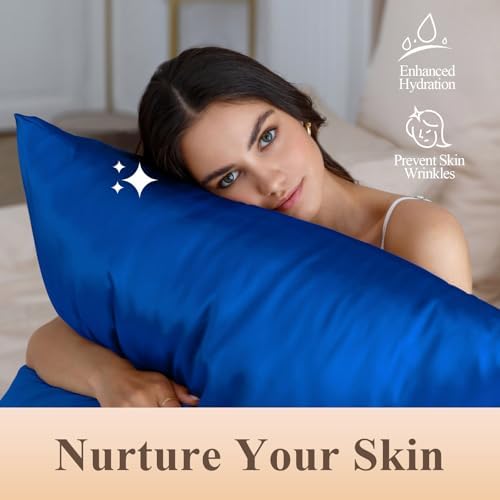 Silk Like Satin Pillowcase Queen Size, Royal Blue, 2 Pack, 20x30 Inches - Image 4
