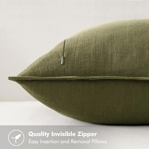 MIULEE Decorative Linen Pillow Covers 20x20 Inch Green - Image 3