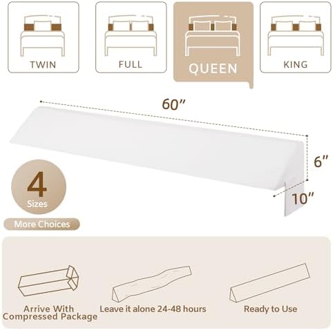 Bedluxe Queen Bed Wedge Pillow for Headboard, Fill The Gap - Image 4