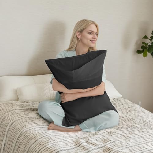TELUS Black Pillow Cases Queen Size 2 Pack, Bamboo Rayon Cooling Pillowcases - Image 6