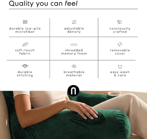Nestl Reading Pillow for Bed, Back Pillow for Sitting Up in Bed, Dark Green - Image 6