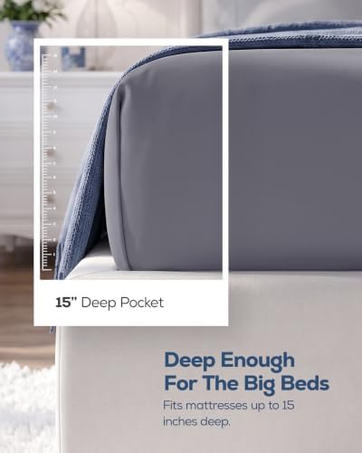 Pack of 2 Twin XL Fitted Sheet, Fits Up to 15 Inch Deep Pocket - Image 2