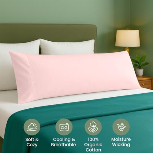 Cotton Delight Organic Cotton Body Pillow Cover 20x60 – 600 Thread Count Sateen - Image 2