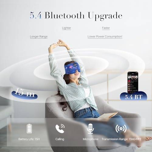 LC-dolida Sleep Mask with Bluetooth Headphones, Extra Large Silk Eye Mask - Image 3