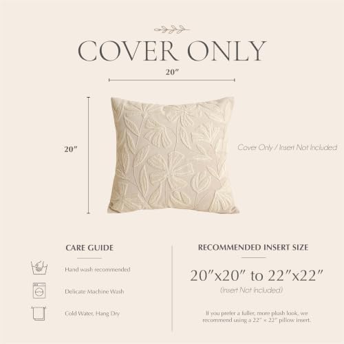 BlissBlush Decorative Throw Pillow Cover 20x20, Floral Tufted Square Pillowcase - Image 6