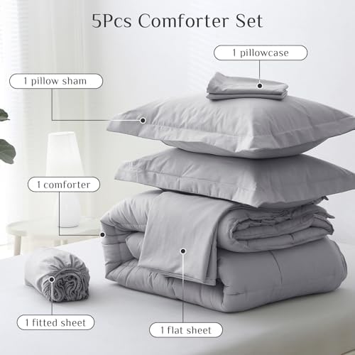 JOLLYVOGUE Twin Comforter Set, Ultra-Soft Bed in a Bag Twin Size 5 Pieces - Image 5