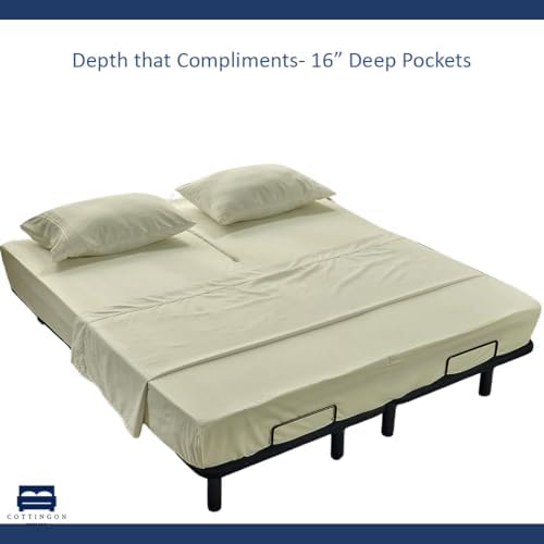 4 Piece Flex Head King Sheet Set 34" Top, 100% Egyptian Cotton - Image 5