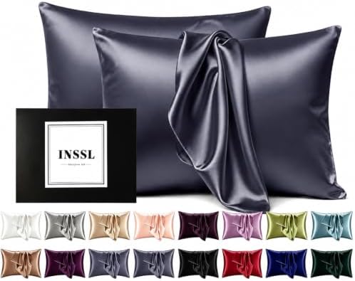 Mulberry Silk Pillow Cases for Hair and Skin, Dark Gray by Home