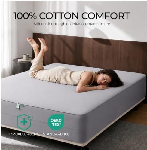 FAUNNA 100% Cotton Mattress Encasement Bed Bug Dust Mite Cover, Twin 16 - Image 6
