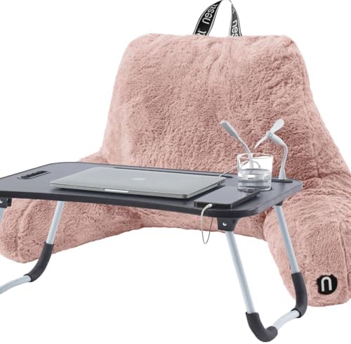 Nestl Fur Reading Pillow with Laptop Lap Desk, Stylish Back Pillow by Nestl